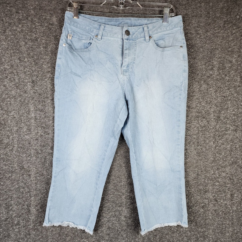 Belle Kim Gravel Cropped Jeans Women 6P Light Blue Raw Hem Denim Capris